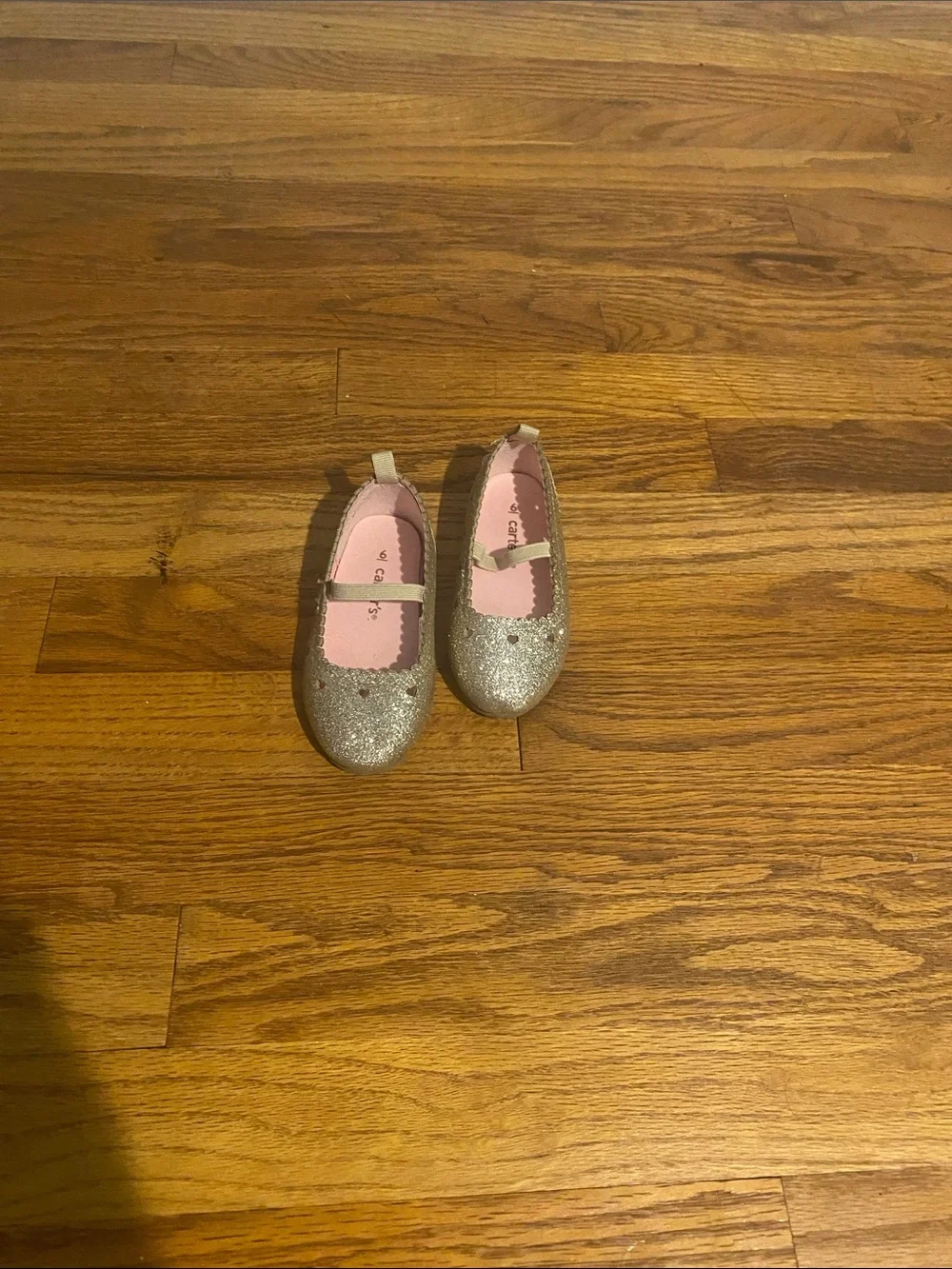 Carter's Girls Glitter Mary Jane Flats in Silver with Pink Lining